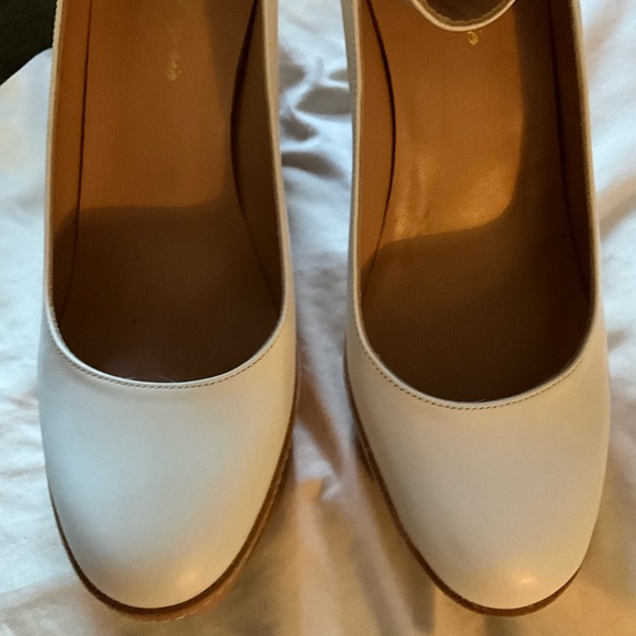 Robert Clergerie new white leather Ferdie platform wedge anklestrap pump 38.5 8 - Picture 4 of 12